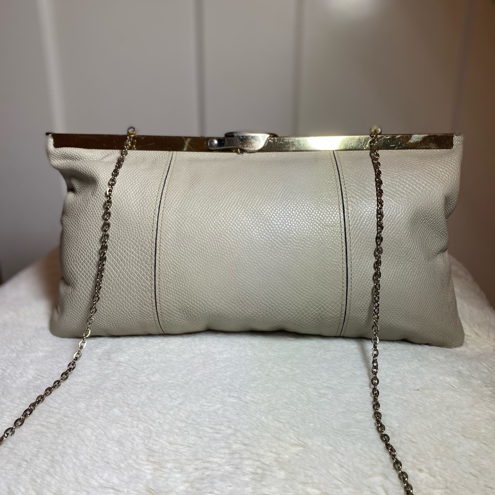 Etra Vintage Taupe Leather Evening Bag VGUC